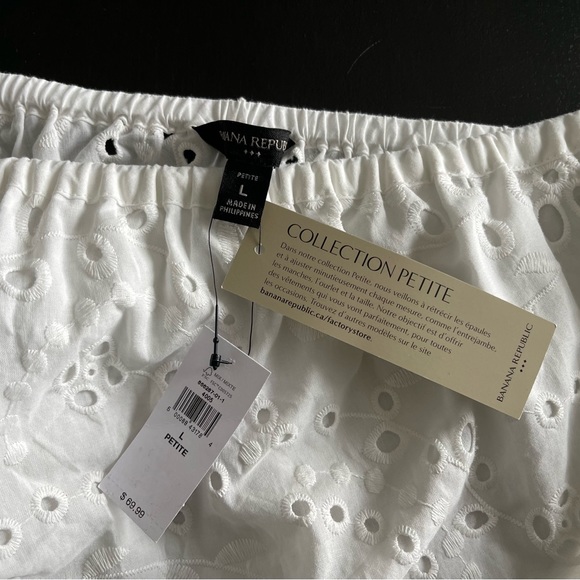 NWT Banana Republic One Shoulder Eyelet Top Large Petite - Picture 4 of 7